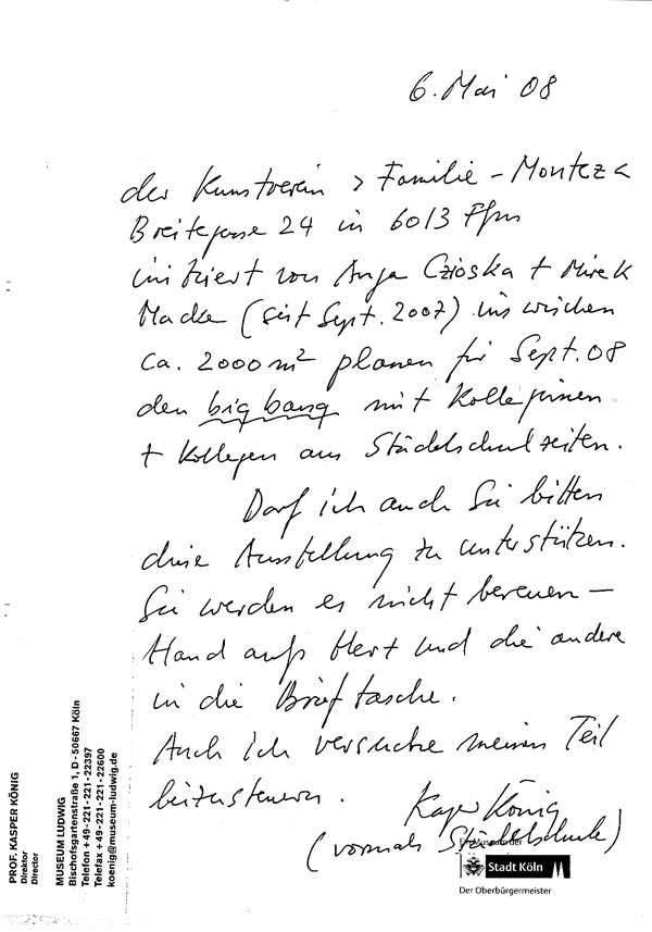 Kasper König schreibt